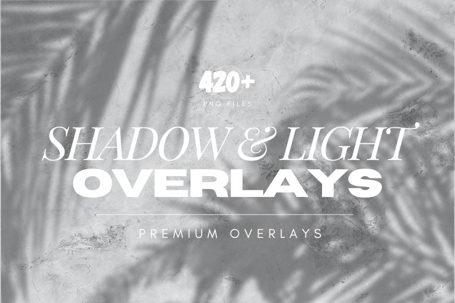 This stunning collection includes 420+ shadow and light overlays and textures that adds realism to your next project. Organized into 15 different packs of window light shadows, botanical shadows, tropical shadows, floral shadows, object shadows, and light shafts for endless design options.